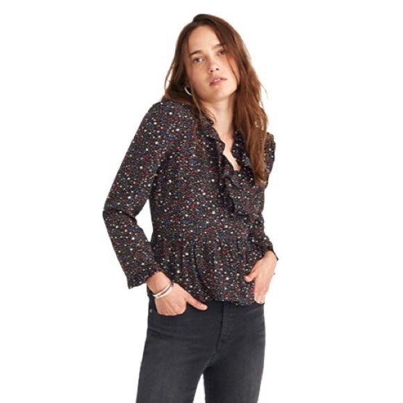 Madewell Silk Blouse Starry Night Size XS - Picture 3 of 15